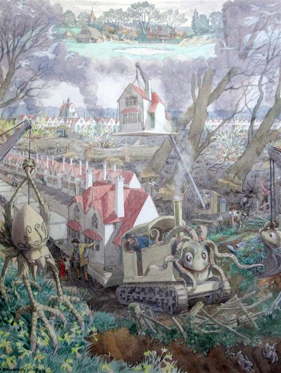 Francis Donkin Bedford (1864-1954) The building of the suburbs 64 x 48cm